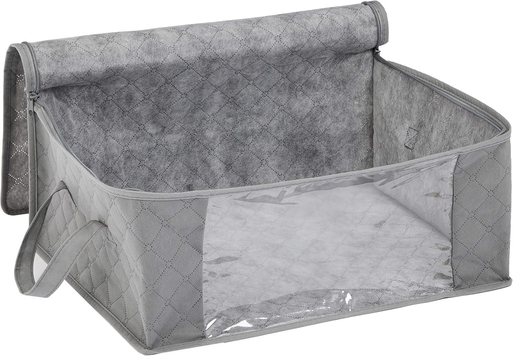 ANQI grand sac de rangement pliable à fermeture éclair + cube de rangement, avec fenêtre d'observation transparente et poignées, lot de 3, gris, promotion du Nouvel An chinois, excellent choix de cadeau