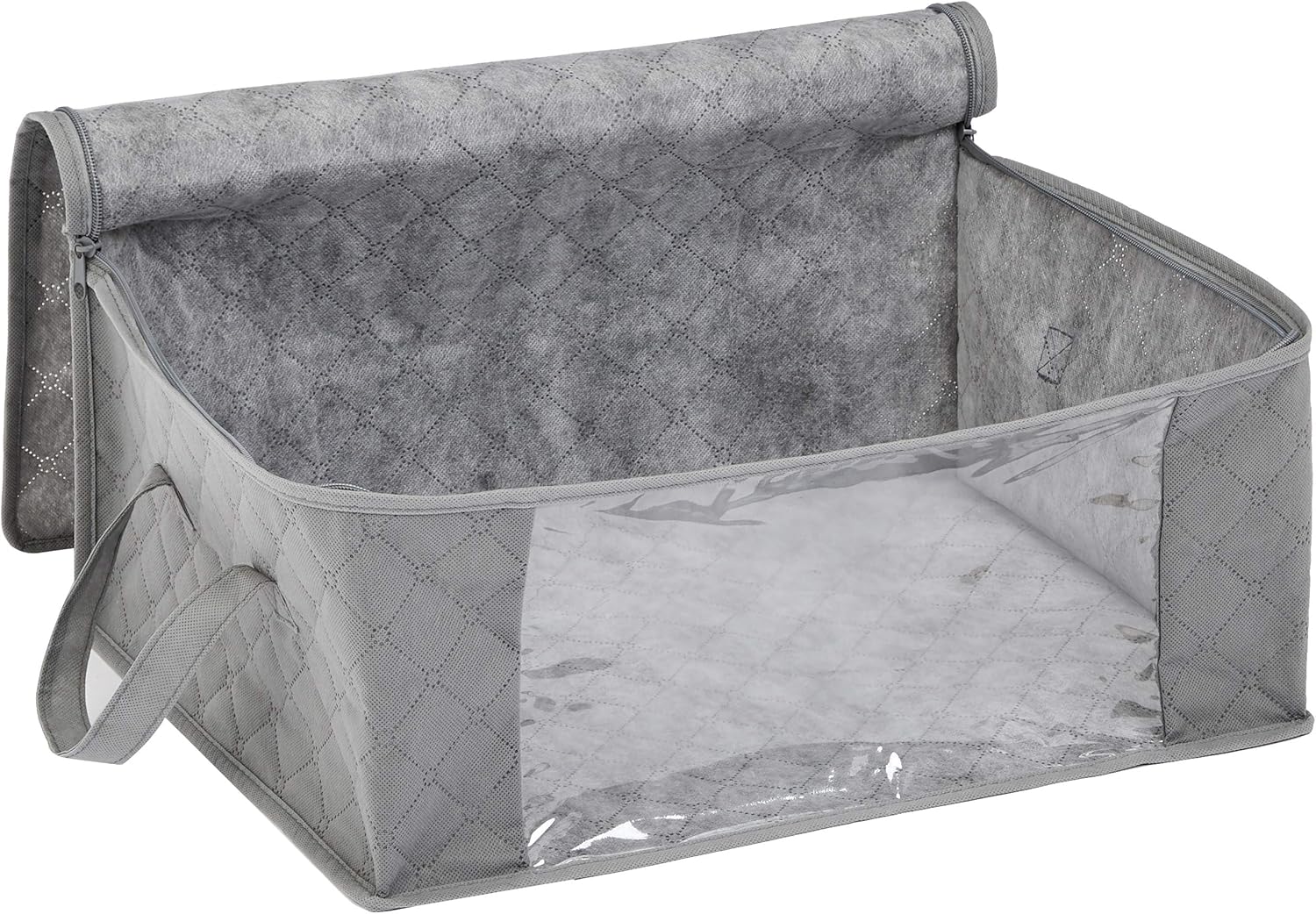 ANQI grand sac de rangement pliable à fermeture éclair + cube de rangement, avec fenêtre d'observation transparente et poignées, lot de 3, gris, promotion du Nouvel An chinois, excellent choix de cadeau