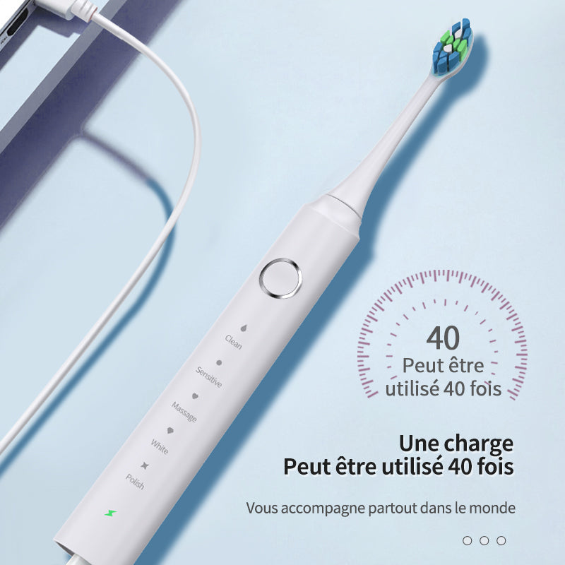 Rushi R-C32 Brosse à dents électrique, Tête de brosse sans cuivre, Étanche IPX7, Blanc