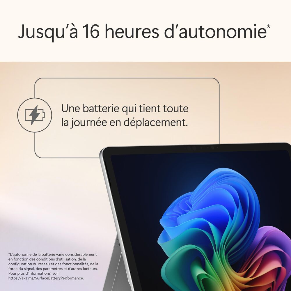 Microsoft Surface Pro 12" Copilot+ PC, Snapdragon X Plus, 16 Go de RAM, 256 Go UFS, Platine