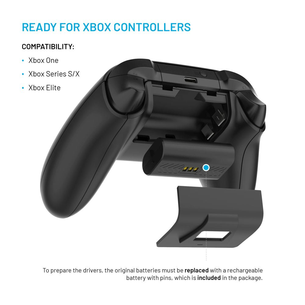 FIXED Double station de charge de manettes sans fil pour Xbox Series S, X et One, noir