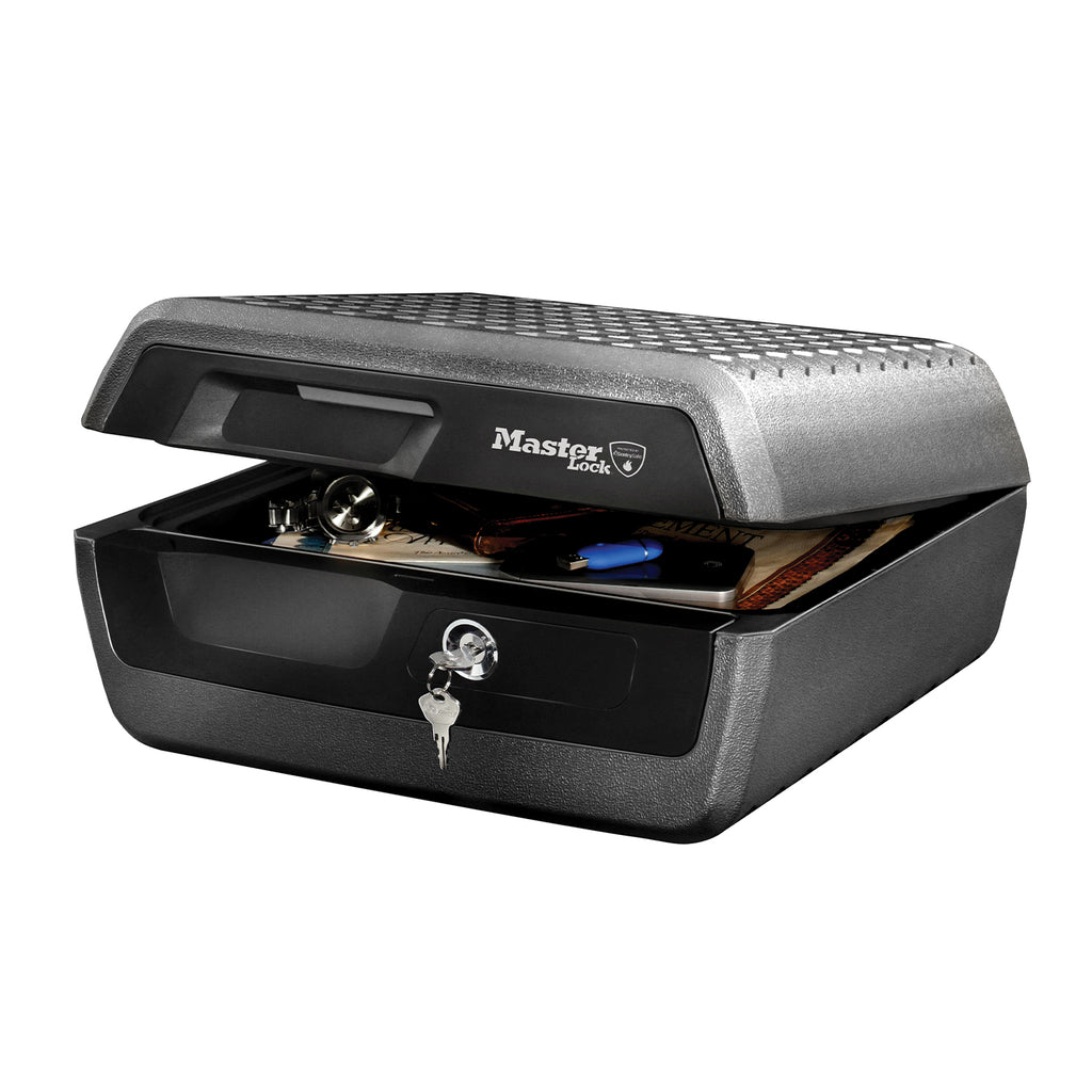 Master Lock boîte de sécurité certifiée résistante au feu et à l'eau, avec clé, 10 L, 419 x 193 x 375 mm, portable, pour la maison et les professionnels