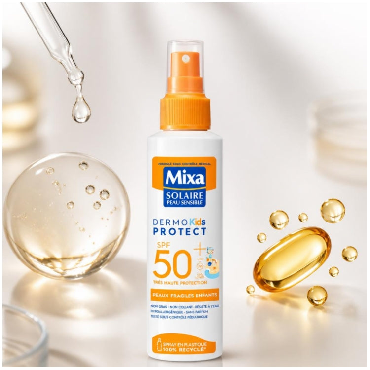 MIXA Dermo Protect Kids Spray Solaire Peaux Fragiles Enfants SPF50+ 150ml Vaporisateur
