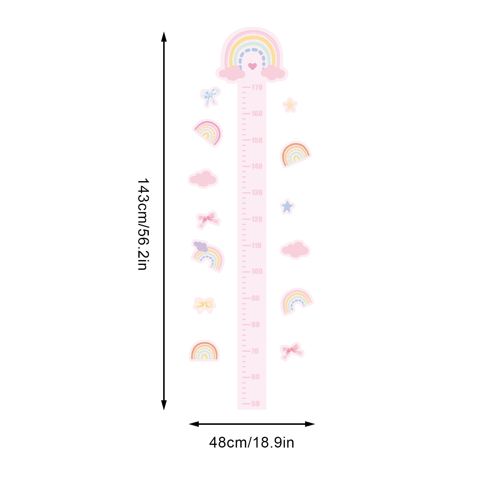 Murgall Autocollant mural toise arc-en-ciel 48 x 143 cm 1 feuille