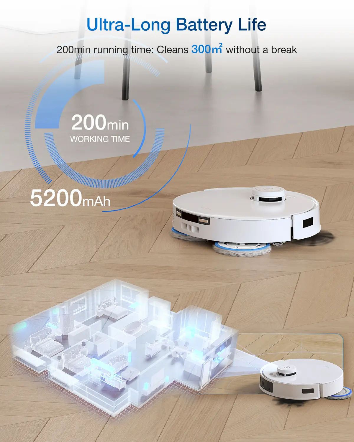ECOVACS DEEBOT T30C Pro Omni GEN 2 Robot aspirateur et laveur, Puissance d'aspiration 15 400 Pa, Station de vidage automatique, Séchage à l'air chaud, Autonomie 200 min