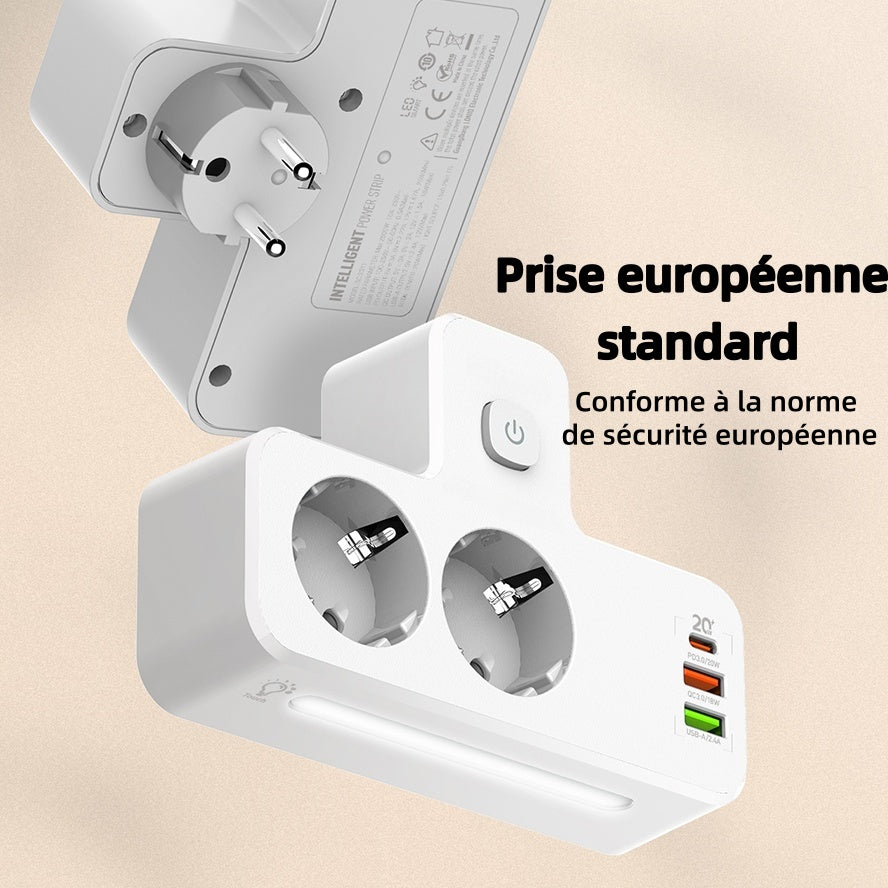 LDNIO Multiprise sans fil PD20W avec prise USB multiple et voyant lumineux, adaptateur de voyage multifonction