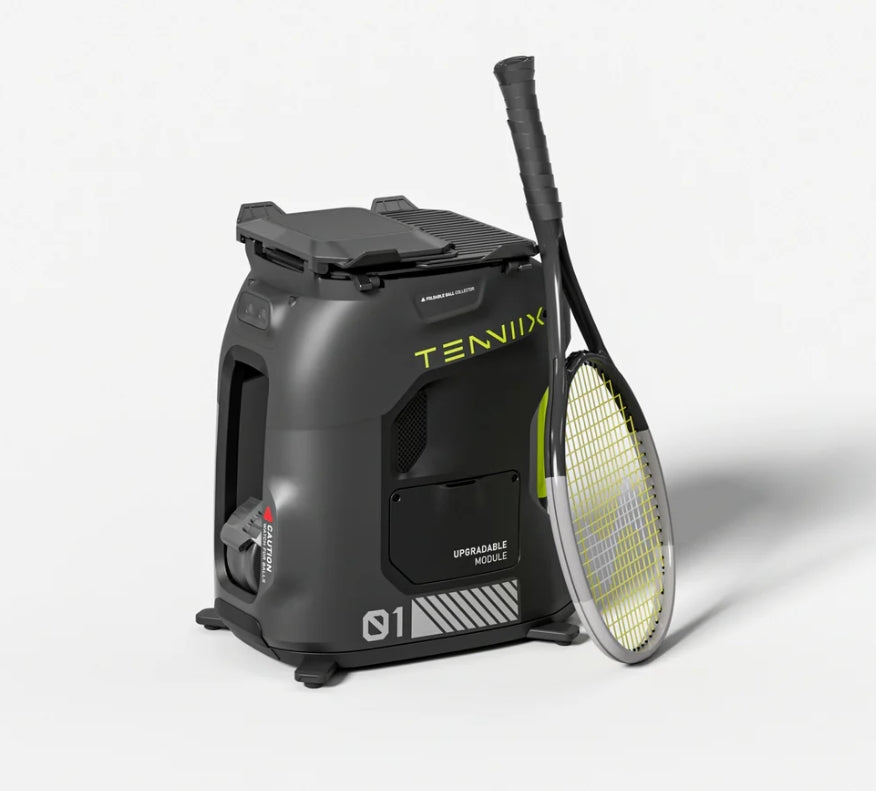 TENNIIX Pro Smart AI Machine à balles de tennis Partenaire d'entraînement de simulation de vision double caméra, Contient 100+ balles de tennis, Contrôle vocal et par application