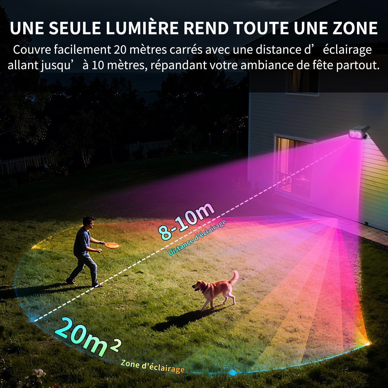 VIVREAL CPD-10 Lot de 2 lampes solaires 48 LED RGB en ABS