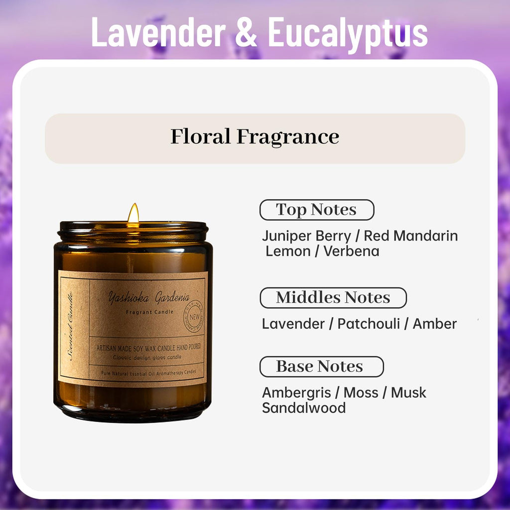 Zooly Bougie parfumée en pot de crème avec couvercle argenté - Lavande & Eucalyptus, 200 g, 1 pièce