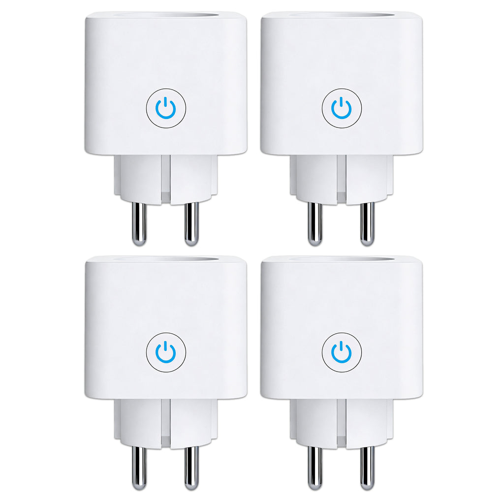Antela Lot de 4 prises connectées WLAN 16 A avec mesure de la consommation d'énergie, compatible avec Alexa/Google Home, sécurité enfant, application Smart Life, 2,4 GHz et 3680 W
