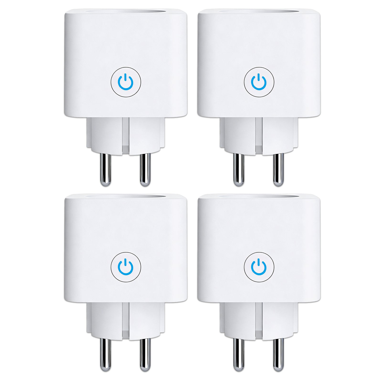 Antela Lot de 4 prises connectées WLAN 16 A avec mesure de la consommation d'énergie, compatible avec Alexa/Google Home, sécurité enfant, application Smart Life, 2,4 GHz et 3680 W