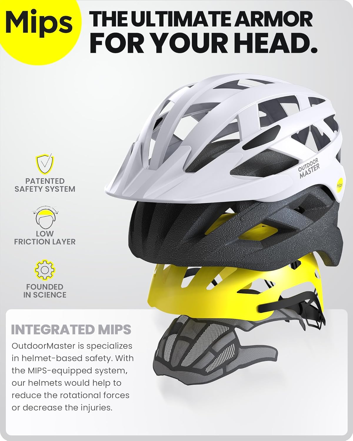 OutdoorMaster Casque de vélo loisirs adulte MIPS Gem I Blanc pavé M