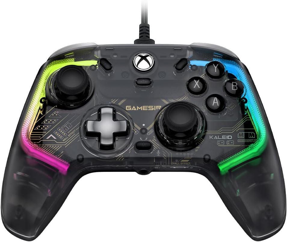 GameSir Kaleid Manette de jeu filaire RGB pour Xbox Series X/S, Xbox One et PC Windows 10/11 - Transparent fumé