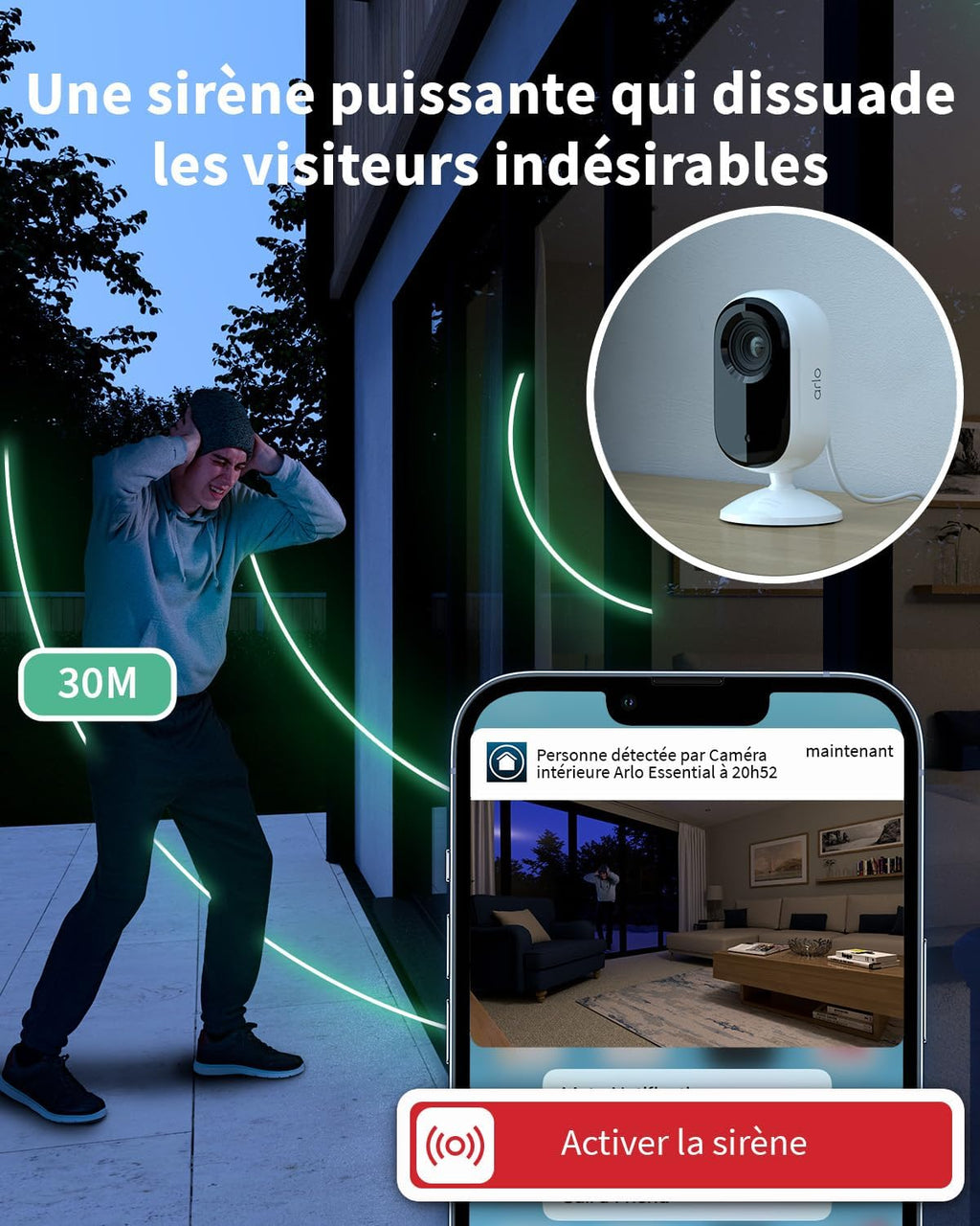 Arlo VMC3260-100EUS Caméra Intérieure Filaire WiFi 2K Essential 2, Kit de 2 caméras, Audio Bidirectionnel, Vision Nocturne, Cache de Lentille, Blanc