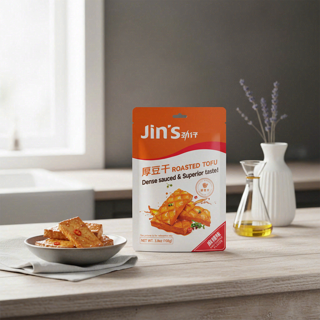 Jin Zai tofu séché épais, saveur piquante, 108g（contient 5 petits sachets）