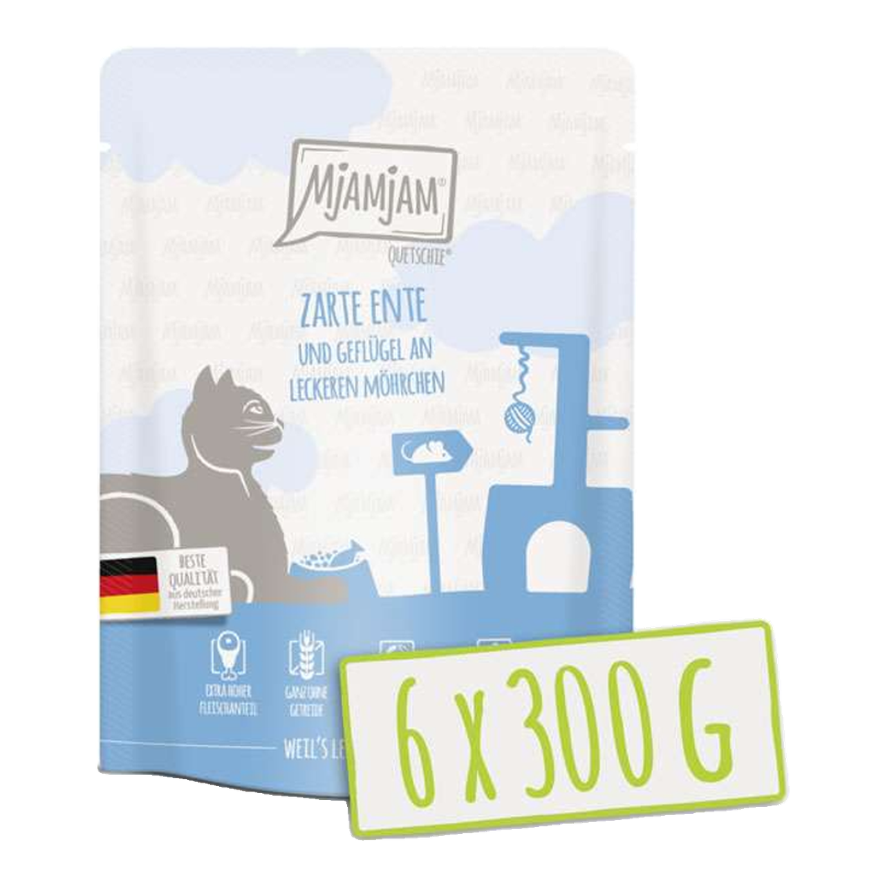 [Peut être servi frais pour l'été] MjAMjAM Quetschie Nourriture humide pour chat canard volaille carotte 300 g x 6