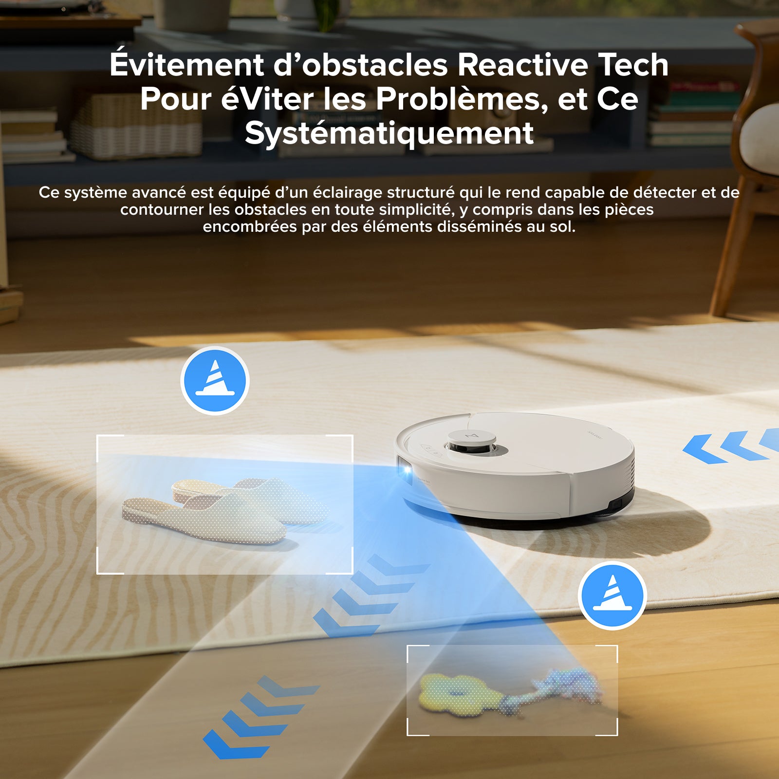 Roborock Q10 X5, aspirateur robot laveur 10 000 Pa, système double anti-emmêlement, brosse JawScrapers, évitement intelligent des obstacles, blanc