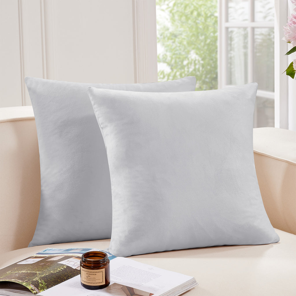Deconovo Housse de coussin en velours néerlandais gris clair, 50 x 50 cm, 1 pièce