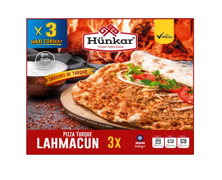 HÜNKAR Lahmacun Pizzas turques Halal x3 - 540 g