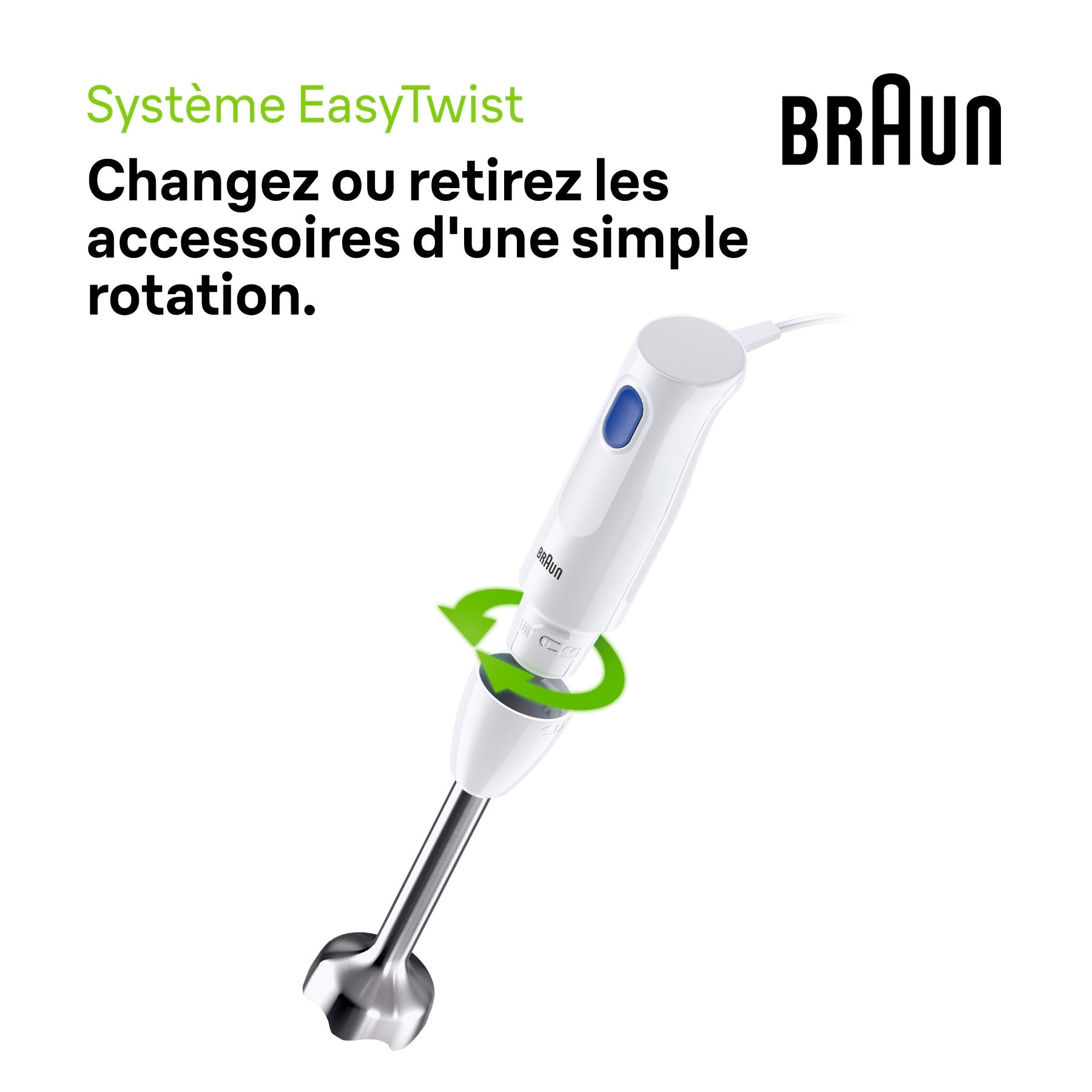 BRAUN MultiQuick 1, Mixeur plongeant, MQ10.001M, blanc
