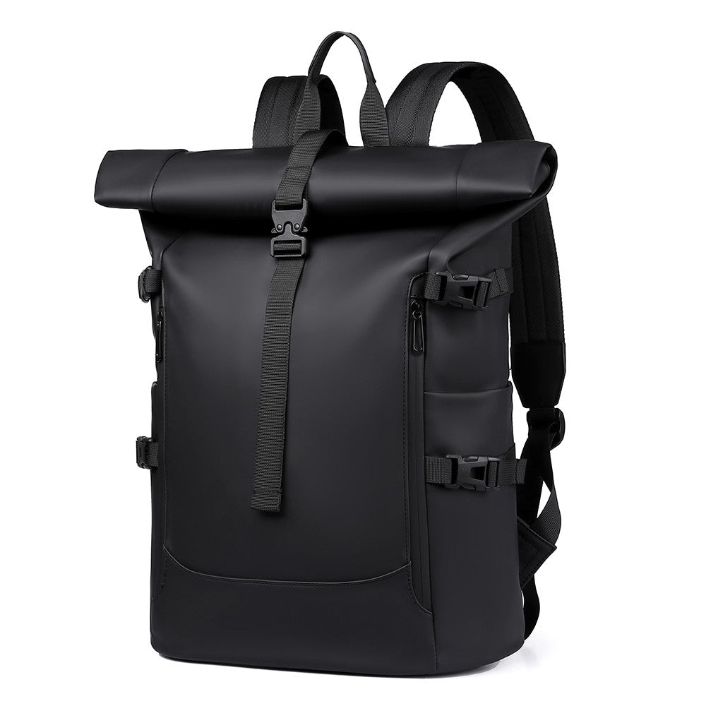 Sac à dos ordinateur portable anti-eau à bords roulés 15,6 pouces sac à dos décontracté multi-sangles grande capacité sac de jour pour travail cyclisme voyage urbain