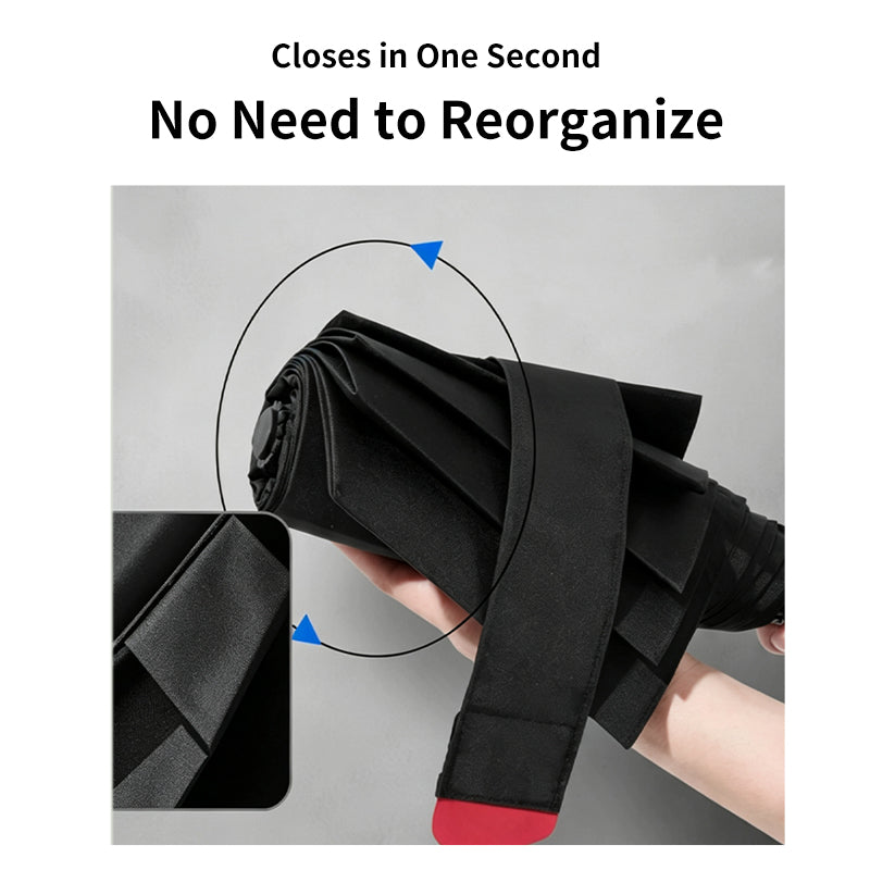 Parapluie pliant automatique Memory Patch avec fermeture instantanée – Aucun rangement nécessaire