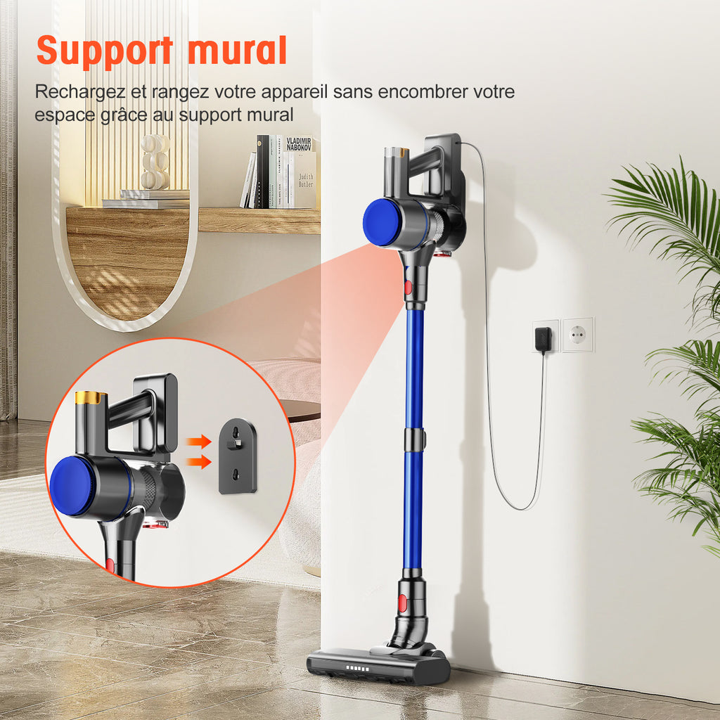 Aspirateur sans fil Daynee, 45000 Pa, 50 min, 1,6 L, 4 filtres HEPA, pour poils d'animaux, tapis, sols durs