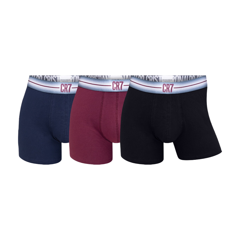 CR7 Lot de 3 boxers Bleu marine/Bordeaux/Noir