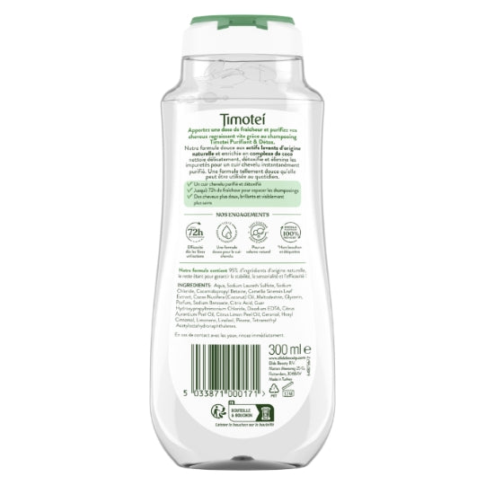 Timotei Shampooing Purifiant & Détox Cheveux Gras Thé Vert & Noix de Coco 300 ml