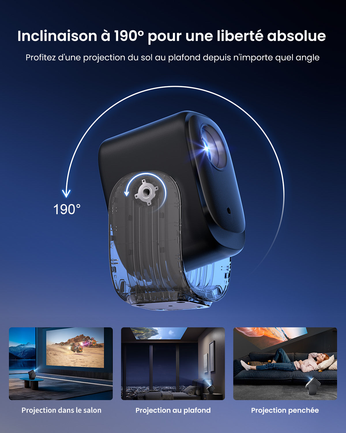 Dangbei N2 mini Projecteur portable intelligent 1080 P avec Wi-Fi et Bluetooth, Sous licence officielle Netflix, Audio Dolby, Mise au point automatique, Correction automatique du trapèze, Évitement d’obstacles