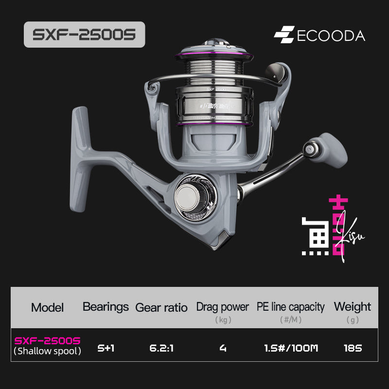 ECOODA SXF Moulinet spinning Shadow Seeking pour pêche en rivière, lac et ruisseau, lancer d’appât