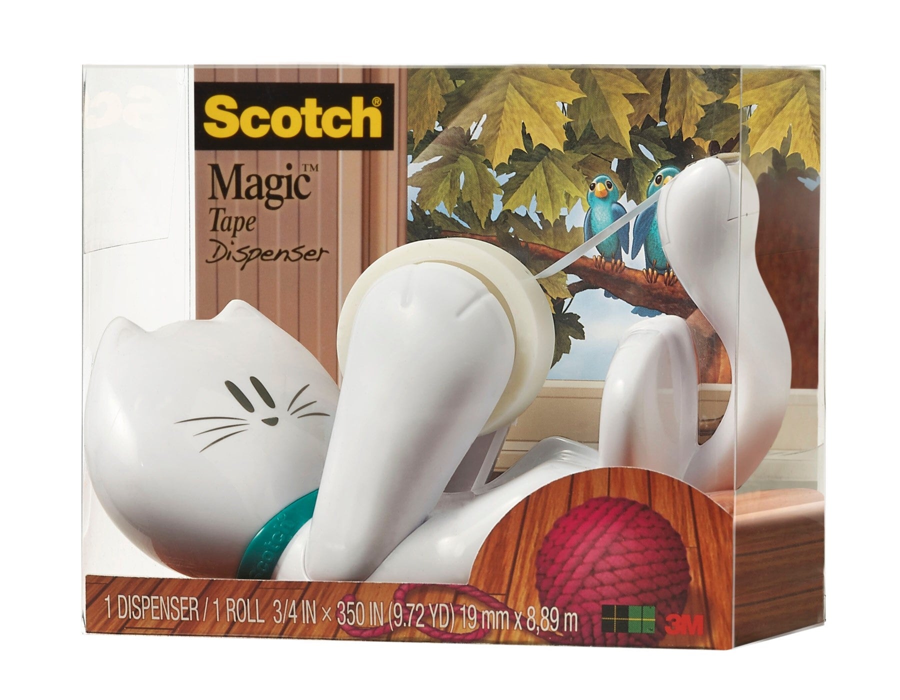 Scotch Distributeur de ruban adhésif pour chat C39 + ruban adhésif Scotch Magic, 19 mm x 8,89 m, 1 rouleau/boîte
