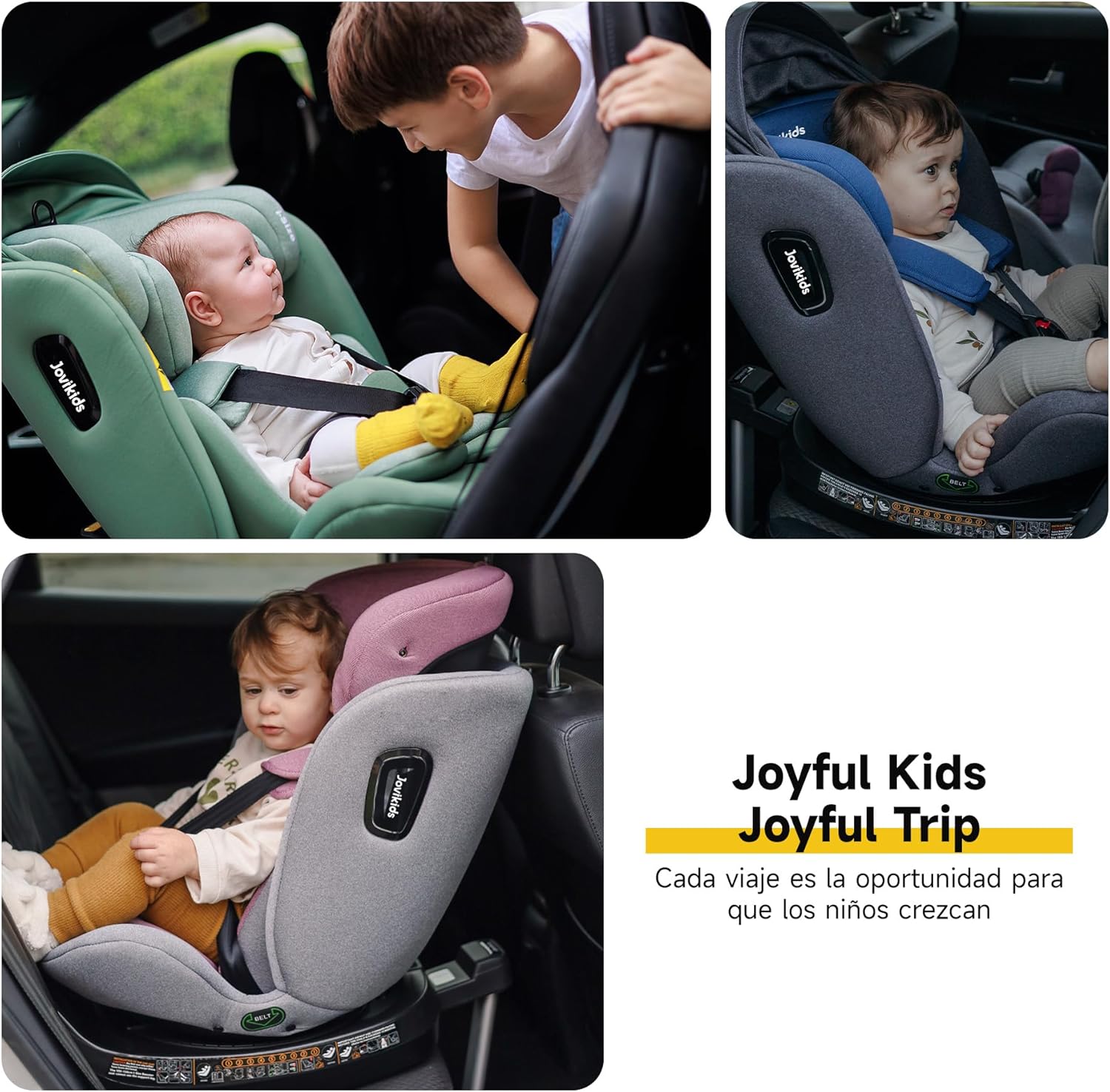 Jovikids siège enfant pivotant à 360° avec ISOFIX, i-Size 40-150 cm (de la naissance à environ 12 ans), siège auto pour bébé avec fonction d'inclinaison & pare-soleil amovible, ECE R129