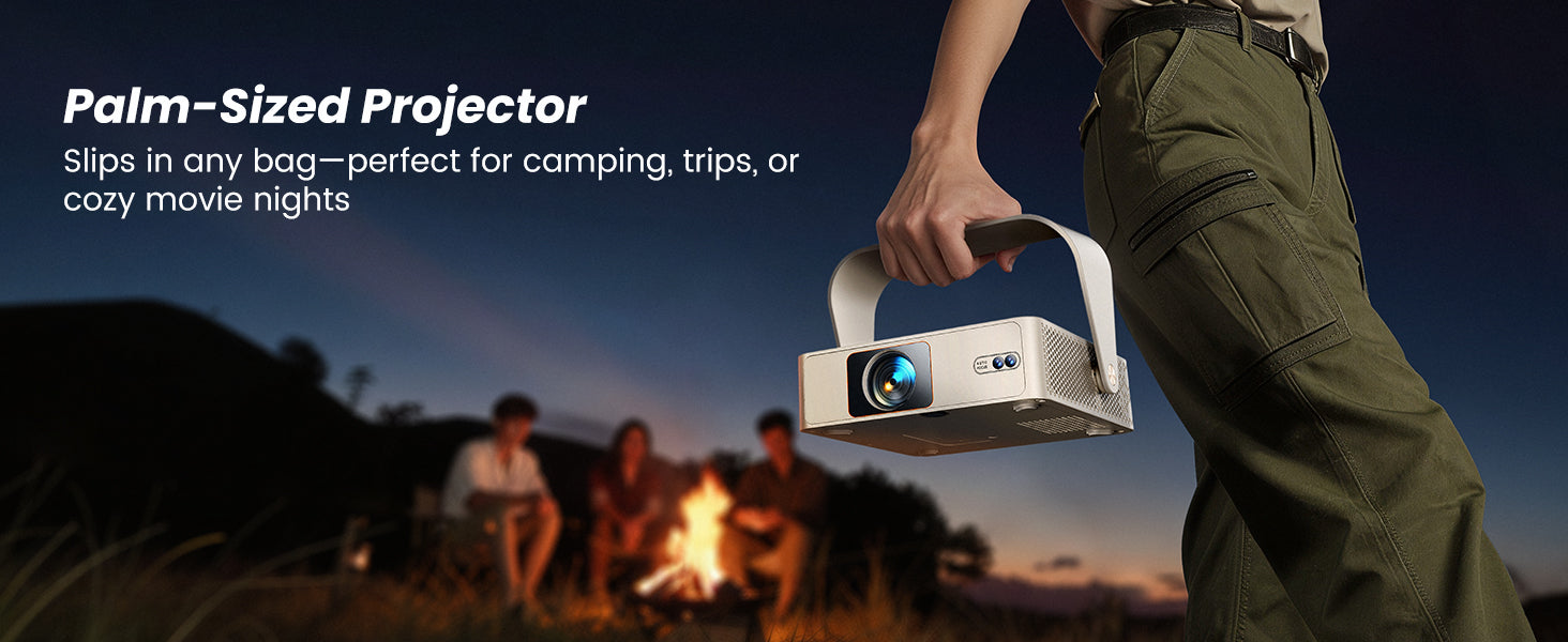 YABER L1 Pro Natif 1080P, 180 Lumens ANSI, Projecteur Portable à Rotation de 330° avec Support Flexible, Système Linux avec Netflix / Prime Video Sous Licence