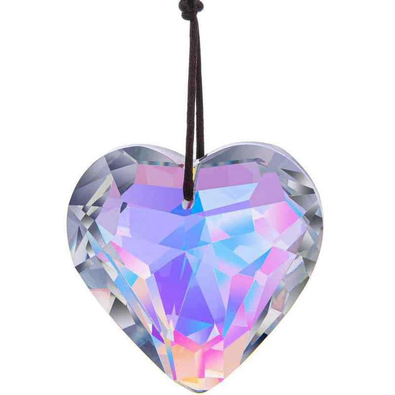 JU7CER 1PC Pendentif Prismatique en Cristal en Forme de Cœur - Décoration Suspendue, Capteur de Lumière Arc-en-Ciel pour Jardin, Mariages et Noël