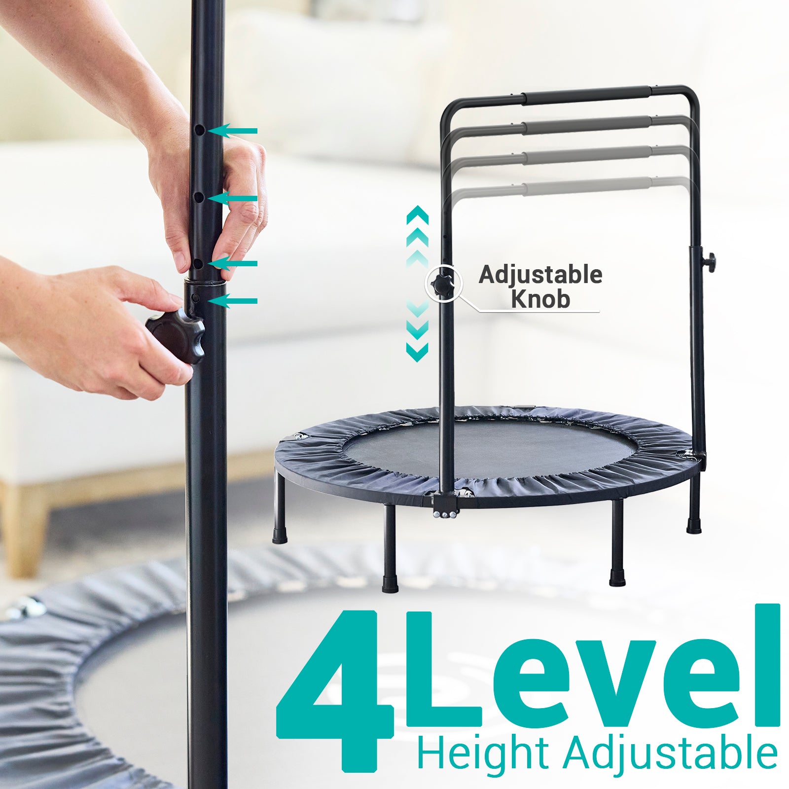 SPORTSOUL Mini rebondisseur de fitness pliable 40" avec poignée, pré-assemblé, charge maximale 70 kg