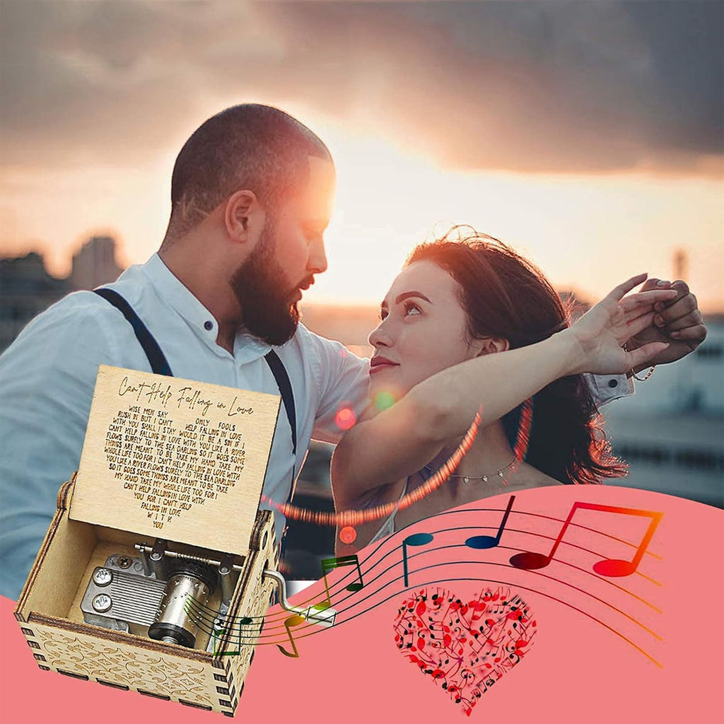 Alphynix Boîte à musique ''Can't Help Falling in Love'' en bois