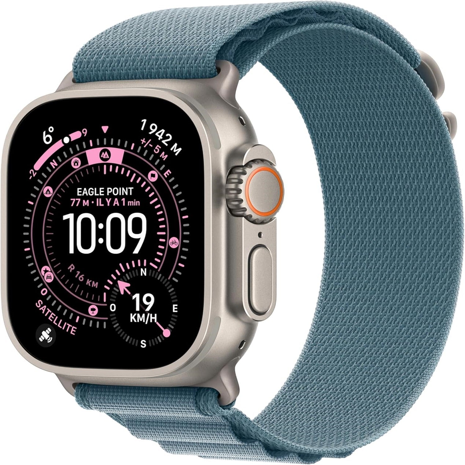 Apple Watch Ultra 3 GPS + Cellular 49 mm avec boîtier en titane naturel avec boucle Alpine bleu clair - Large