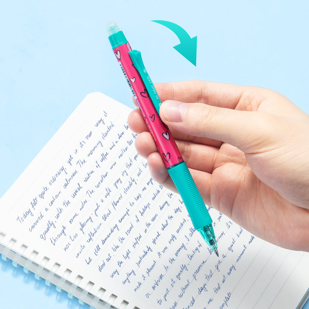 M&G So Many Cats Lot de 6 Stylos gel effaçables rétractables Encre bleu cristal Pointe fine 0,5 mm Motif chat Écriture fluide Grip confort École Bureau Agenda
