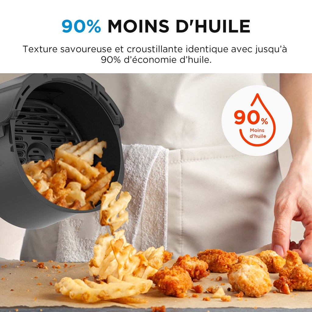 Friteuse sans huile Midea - 4 L, 1500 W, 8 modes préréglés, 35-200 °C, Cuisson, Rôtissage, Gril, Décongélation, Alarme de secouage, Minuterie de 60 minutes, 41 recettes