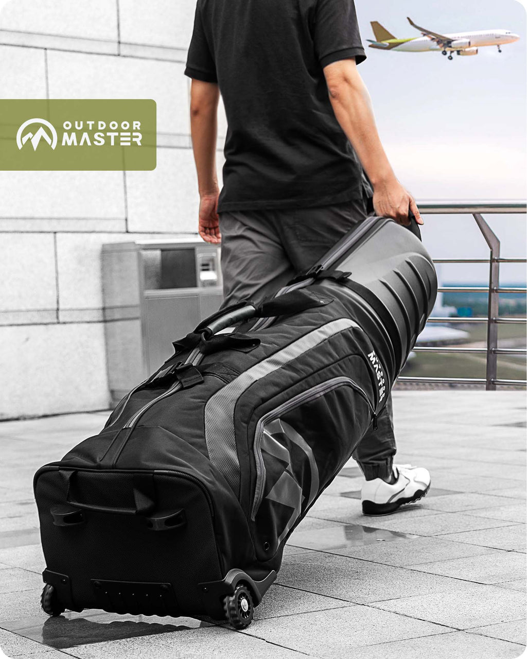 OutdoorMaster Sac de voyage semi-rigide avec roulettes pour clubs de golf - Gris/noir