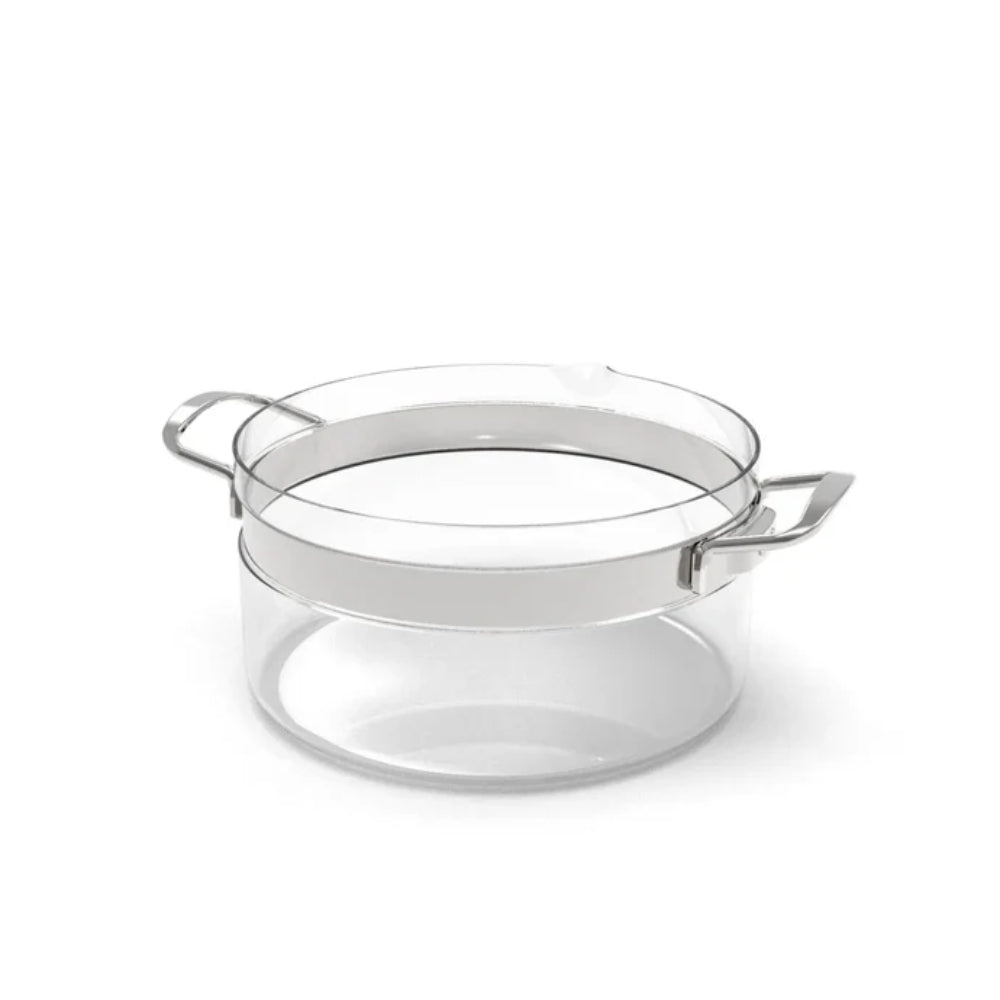 Belissam Faitout en verre borosilicate 24 cm 4,2 L Transparent avec couvercle Cuisson saine Sans PFAS/PTFE Compatible plaques gaz et électriques Compatible four Résistant à la chaleur jusqu'à 180 °C