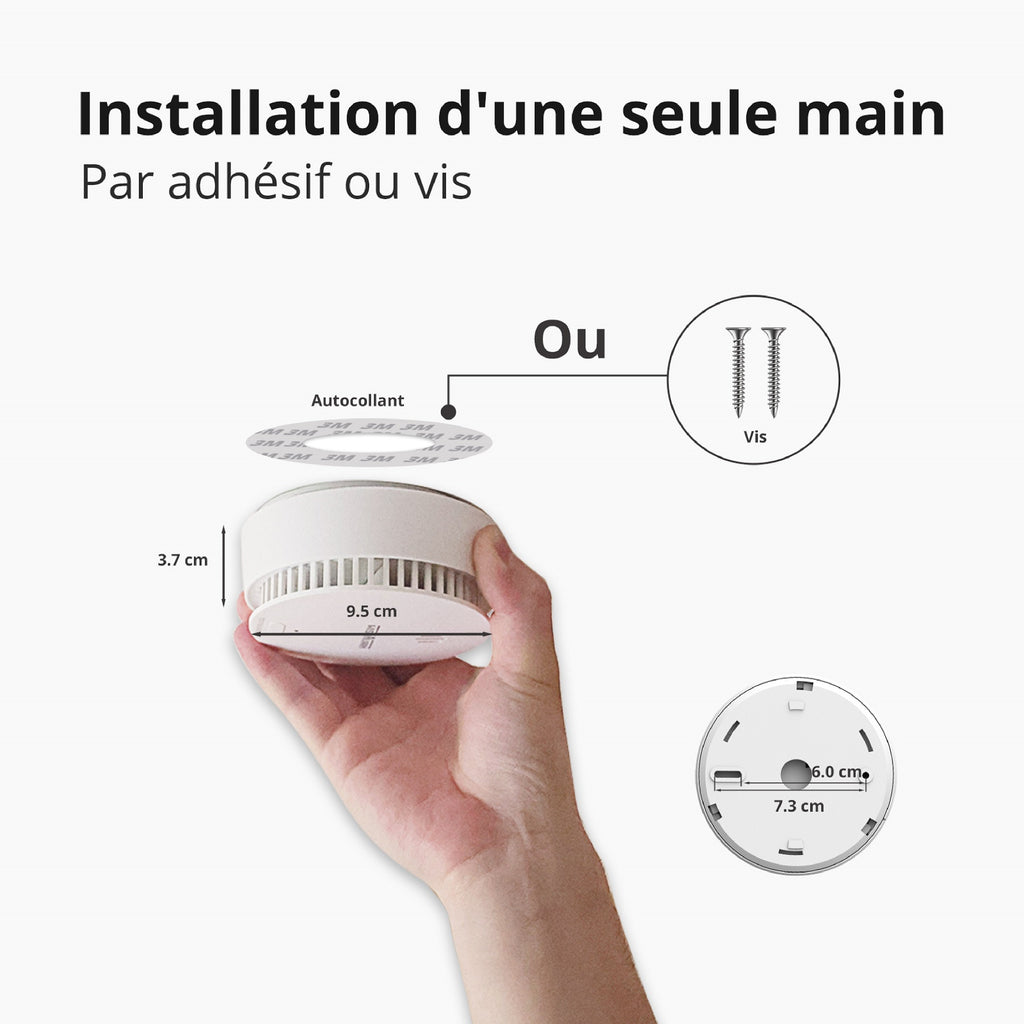 WISUALARM Détecteur de fumée pour maison, Pile 10 ans, Alarme incendie avec bouton test/silence, Détecteur de fumée certifié TÜV conforme EN14604 (2 pièces)