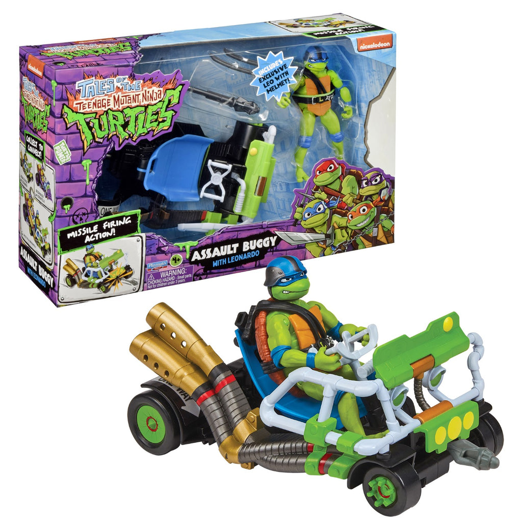 TORTUES NINJA Tortues Ninja, Buggy Véhicule Deluxe, Avec figurine 12 cm, Leonardo, Pour les enfants à partir de 4 ans, T02002