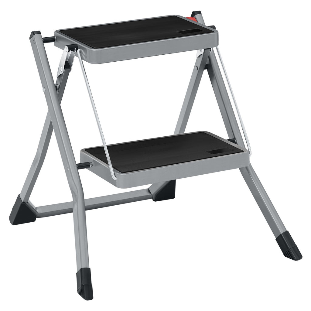 JOYFURNOS Échelle à 2 marches marchepied pliable robuste avec marches antidérapantes charge 150 kg 55 x 50 x 4,5 cm gris