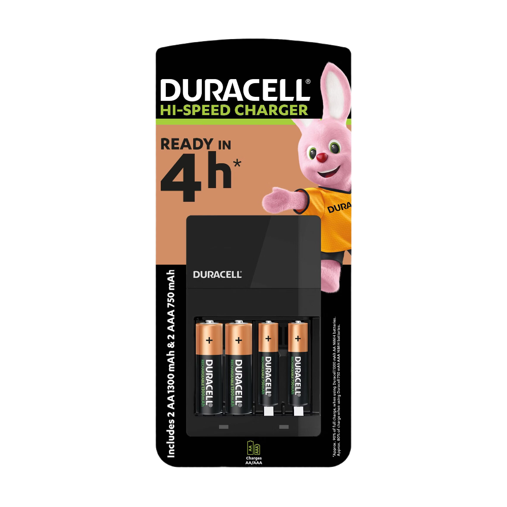 DURACELL Chargeur de piles en 4 heures pour 2 piles AA et 2 piles AAA rechargeables