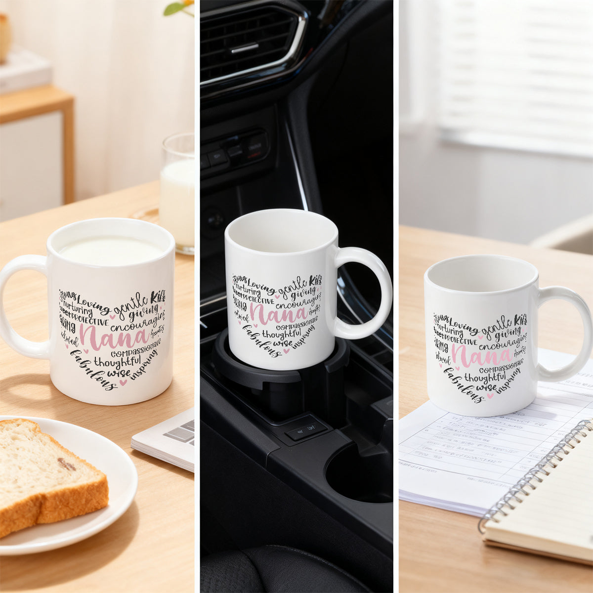 Alphynix 1 pièce mug hommage à mamie, tasse à café en céramique 11 oz avec cœur de mots d’amour, meilleur cadeau pour mamie, cadeau pour grand-mère anniversaire Noël Saint-Valentin