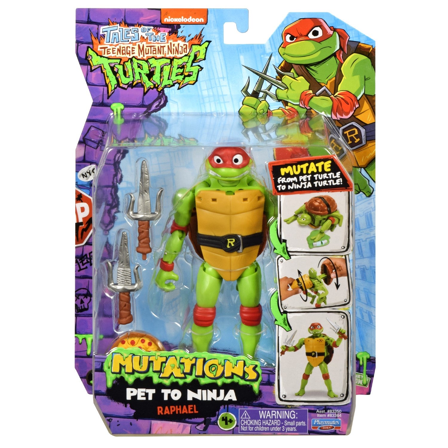 Tortues Ninja, 1 Figurine de tortue de luxe 15 cm, Se transforme en tortue, Modèle Raphaël, Pour enfants 4 ans et plus, TU8384