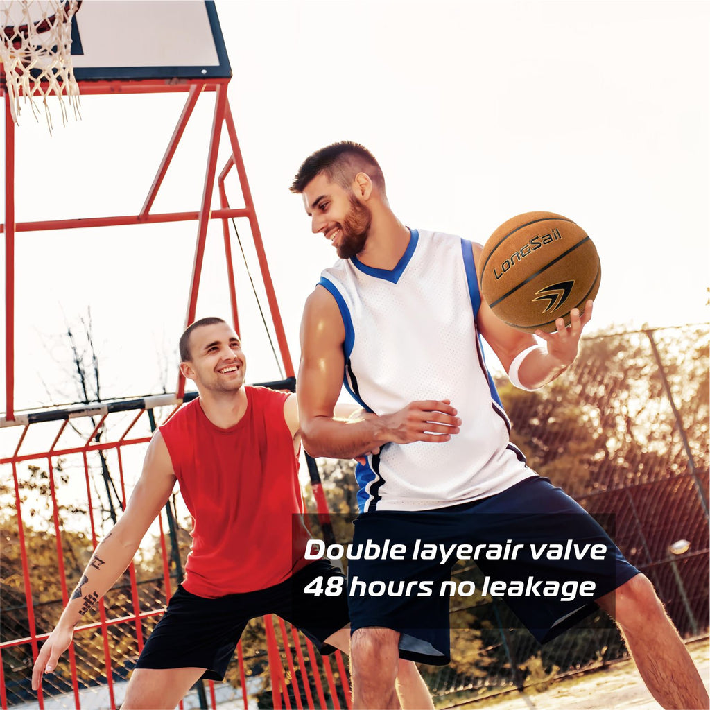 LONGSAIL Ballon de basket premium en cuir composite/microfibre marron - Taille #7