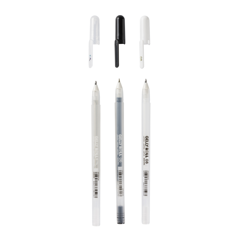 Sakura Set mélangé de 3 Gelly Roll Clear Noir Blanc